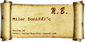 Miler Bonifác névjegykártya